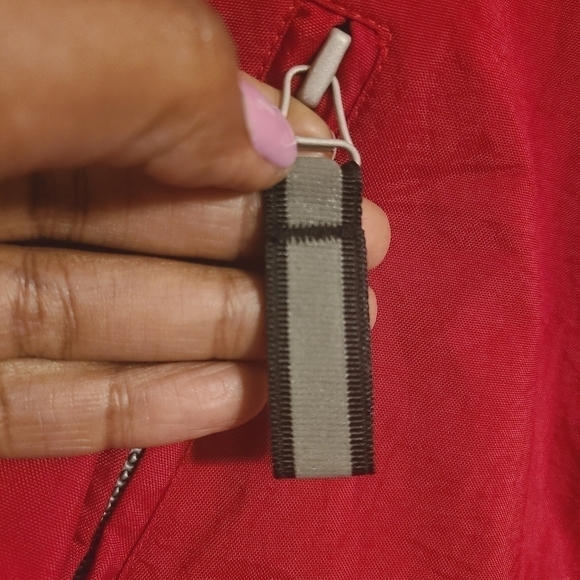 Express Athletique | Women's Red Vintage Full Zipper Nylon Jacket (Size Small) - Picture 8 of 12